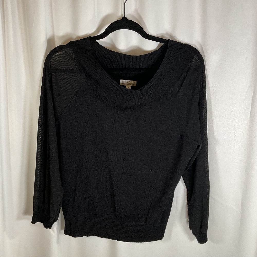 Joseph A Sheer Sleeve Rayon Blend Women’s XL Sweater Black Business Casual Class